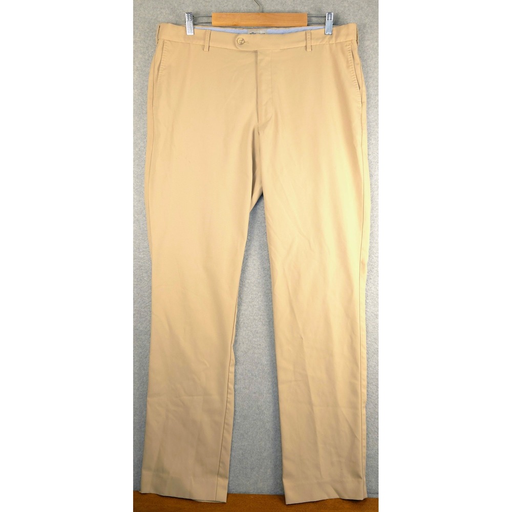 Peter Millar Mens‎ High Drape Durham Performance Pants Khaki 38x34 (Fits 36x33)
